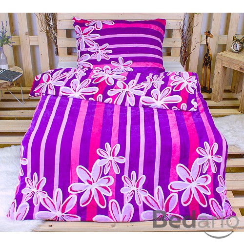 Mikroplyšové povlečení Premium 140x200+70x90 Fialové okouzlení