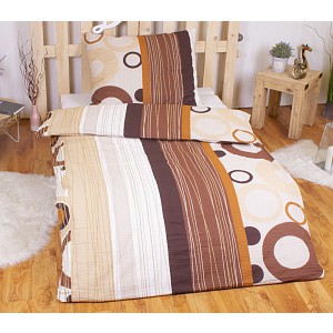 Krepové povlečení TOP 140x220+70x90 Hnědé linie