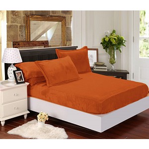 Mikroplyšové prostěradlo 90x200 Elegance - Cihlová