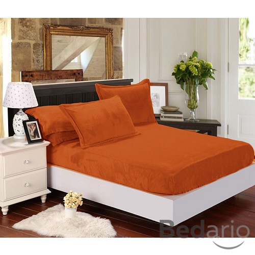 Mikroplyšové prostěradlo 90x200 Elegance - Cihlová