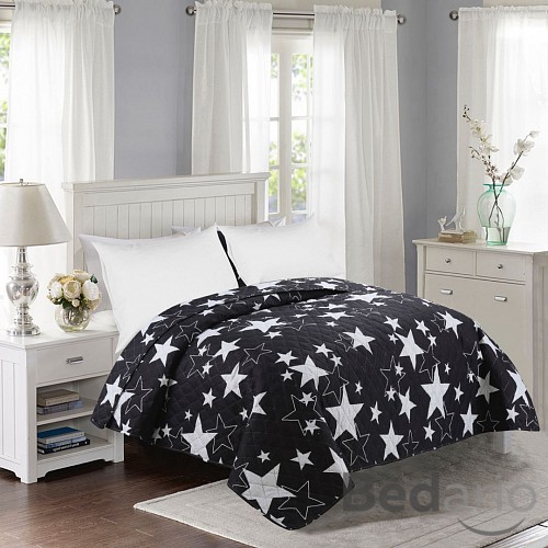 Prošívaný dekorační přehoz 200x240 Stars černé