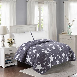 Prošívaný dekorační přehoz 200x240 Stars tmavě šedé