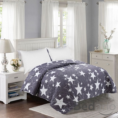 Prošívaný dekorační přehoz 200x240 Stars tmavě šedé