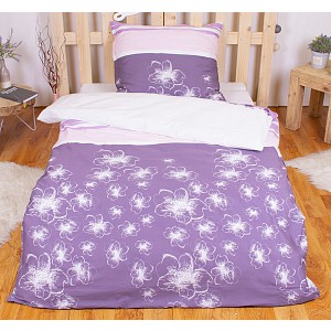 Bavlněné povlečení Lila květy 140x200+70x90