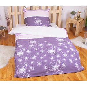Bavlněné povlečení Lila květy 140x200+70x90