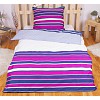 Bavlněné povlečení PRUHY purpurovomodré 140x200+70x90