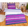 Bavlněné povlečení PRUHY purpurovomodré 140x200+70x90