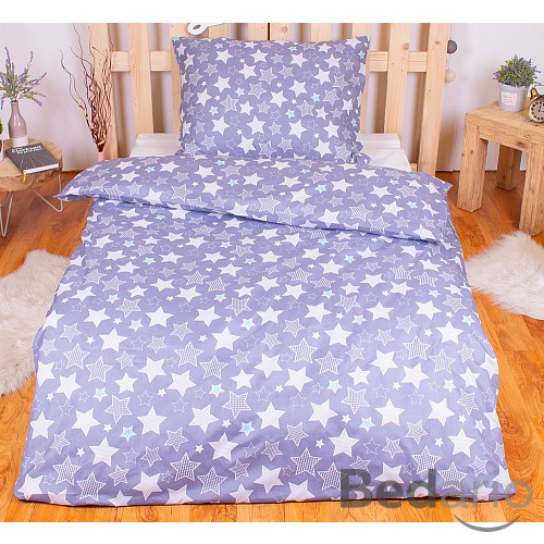 Povlečení z mikrovlákna Economy 140x200+70x90 Puntikaté hvězdy