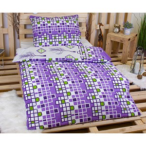 Bavlněné povlečení 140x200+70x90 Tetris fialový