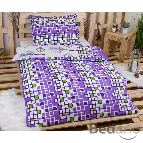 Bavlněné povlečení 140x200+70x90 Tetris fialový