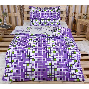 Bavlněné povlečení 140x200+70x90 Tetris fialový