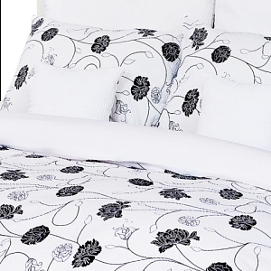 Krepové povlečení Astra černo-bílá 140x200+70x90