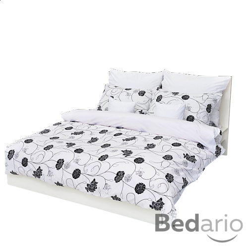 Krepové povlečení Astra černo-bílá 140x200+70x90