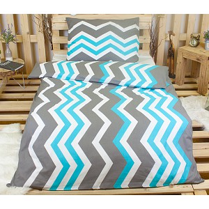 Bavlněné povlečení 140x200+70x90 Cikcak tyrkysový