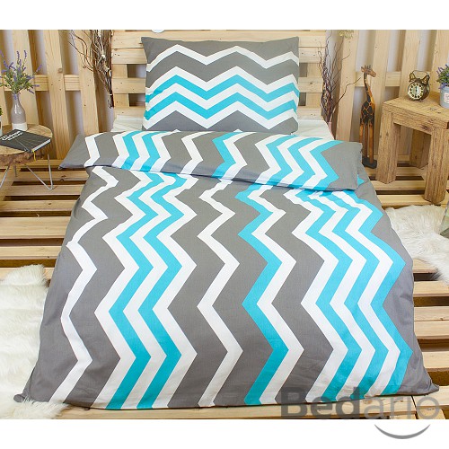 Bavlněné povlečení 140x200+70x90 Cikcak tyrkysový