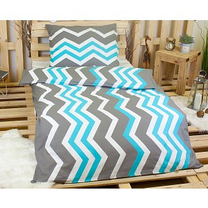 Bavlněné povlečení 140x200+70x90 Cikcak tyrkysový