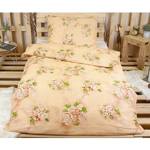 Bavlněné povlečení 140x200+70x90 Růže béžové