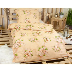 Bavlněné povlečení 140x200+70x90 Růže béžové