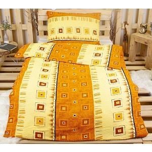 Krepové povlečení Skořicové čtverce 140x200+70x90