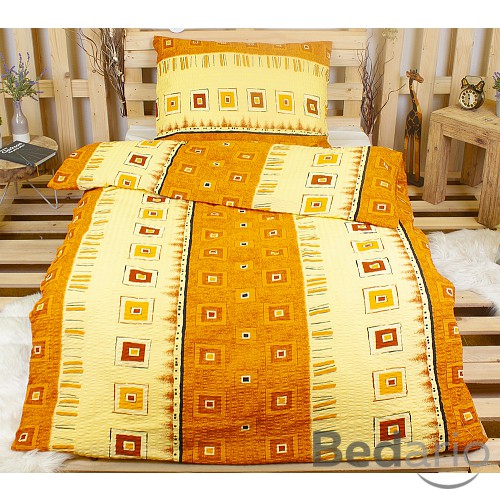 Krepové povlečení Skořicové čtverce 140x200+70x90