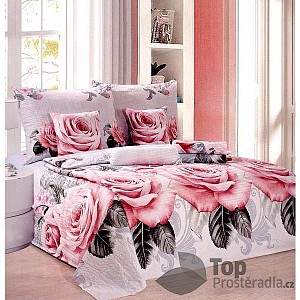 Povlečení Mikrokrep na dvě lůžka 140x200 70x90 Růže