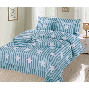 Osmidílná sada povlečení na 2 lůžka 140x200+70x90 Tyrkys