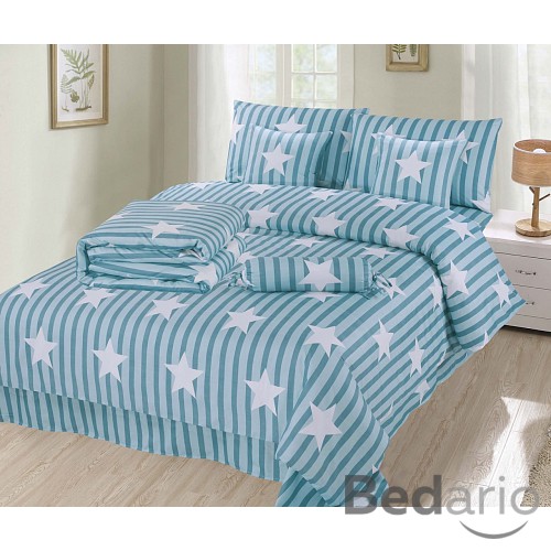 Osmidílná sada povlečení na 2 lůžka 140x200+70x90 Tyrkys