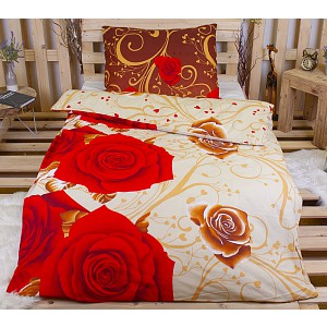 Bavlněné povlečení 140x200+70x90 Ornament s růžemi