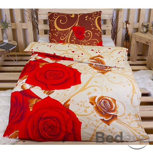 Bavlněné povlečení 140x200+70x90 Ornament s růžemi