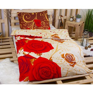 Bavlněné povlečení 140x200+70x90 Ornament s růžemi