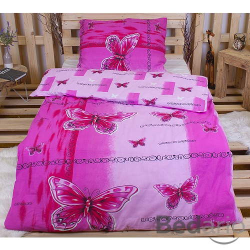 Bavlněné povlečení 140x200+70x90 Pink butterfly