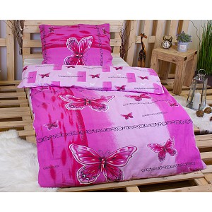 Bavlněné povlečení 140x200+70x90 Pink butterfly