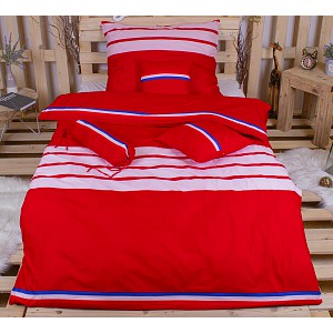 Osmidílná sada povlečení na 2 lůžka 140x200+70x90 Trikolora červena