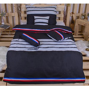 Osmidílná sada povlečení na 2 lůžka 140x200+70x90 Trikolora černá
