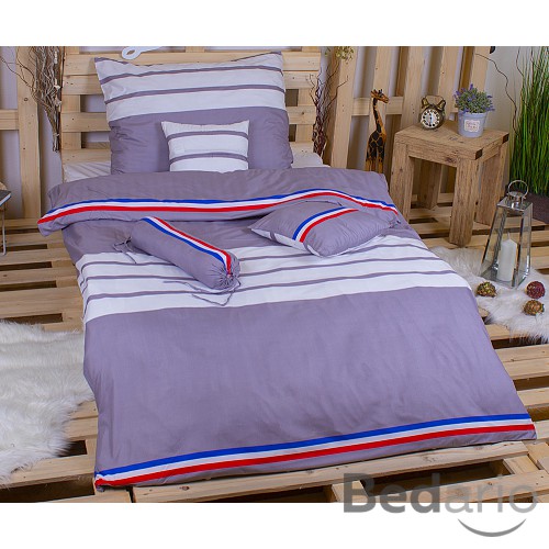 Osmidílná sada povlečení na 2 lůžka 140x200+70x90 Trikolora šedá