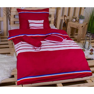 Osmidílná sada povlečení na 2 lůžka 140x200+70x90 Trikolora vínová