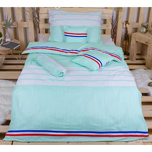 Osmidílná sada povlečení na 2 lůžka 140x200+70x90 Trikolora pastelová zelená