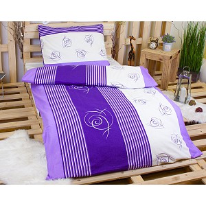 Flanelové povlečení DELUXE 140x200+70x90 Fialová poupata