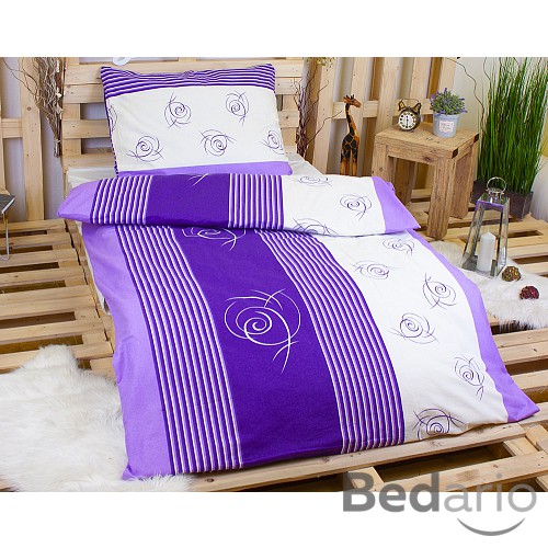 Flanelové povlečení DELUXE 140x200+70x90 Fialová poupata