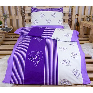 Flanelové povlečení DELUXE 140x200+70x90 Fialová poupata