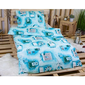 Flanelové povlečení DELUXE 140x200+70x90 Tyrkysová oáza