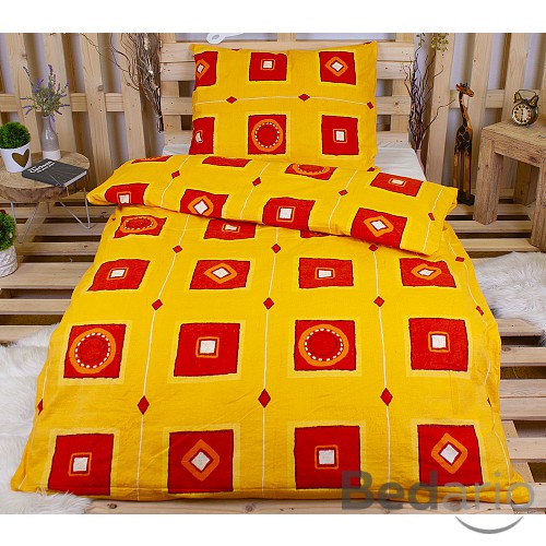 Flanelové povlečení DELUXE 140x200+70x90 Oranžová okna