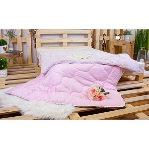 Prošívaná přikrývka Winter collection s beránkem 140x200 Růžová