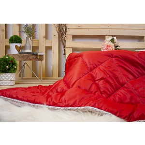 Prošívaná přikrývka Winter collection s beránkem 140x200 Červená