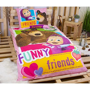 Bavlněné povlečení 140x200+70x90 Máša a Medvěd FRIENDS