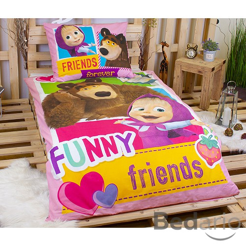 Bavlněné povlečení 140x200+70x90 Máša a Medvěd FRIENDS