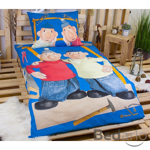 Bavlněné povlečení 140x200+70x90 Pat a Mat modrý