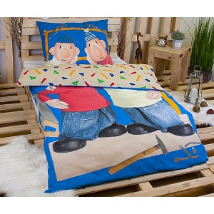 Bavlněné povlečení 140x200+70x90 Pat a Mat modrý