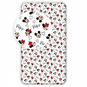 Bavlněné prostěradlo 90x200 Mickey and Minnie Je T'aime paris