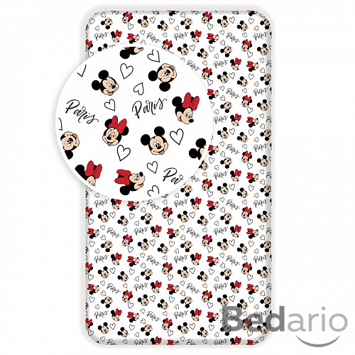 Bavlněné prostěradlo 90x200 Mickey and Minnie Je T'aime paris